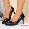 thumbnail image 3 of Stiletto Heels for Women Closed Toe High Heeled Leather Pointed Pumps Sexy Comfortable Slip on Classic Wedding Dressy Shoes Black Size 8, 3 of 6