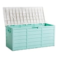 thumbnail image 4 of Spacious 75 Gallon 260L Plastic Outdoor Deck Storage Box for Tools, Cushions, and Toys with Lockable Seating Feature, 4 of 8