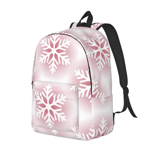 Disketp Christmas Snowflakes print Canvas Backpack Lightweight Travel Daypack Student Rucksack Laptop Backpack-