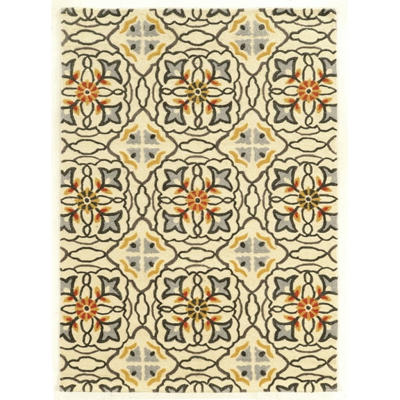 Linon Trio Betti Hand Tufted Polyester 5'x7' Rug in Ivory