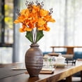 thumbnail image 4 of Spring Artificial Magnolia Silk Flower Branches, Spring Decorations for Home Realistic Faux Magnolia Blooms, Soft Silk Fabric Floral, Durable Home Tabletop Window Decor Accent, 17.3in, Orange, 4 of 7