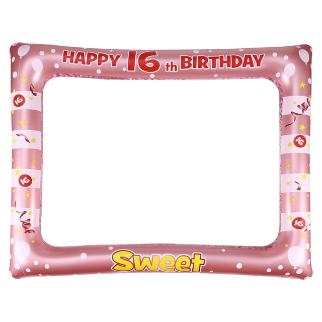 1 Pc Birthday Inflatable Photo Frame PVC Party Photo Props Supply for Age 16