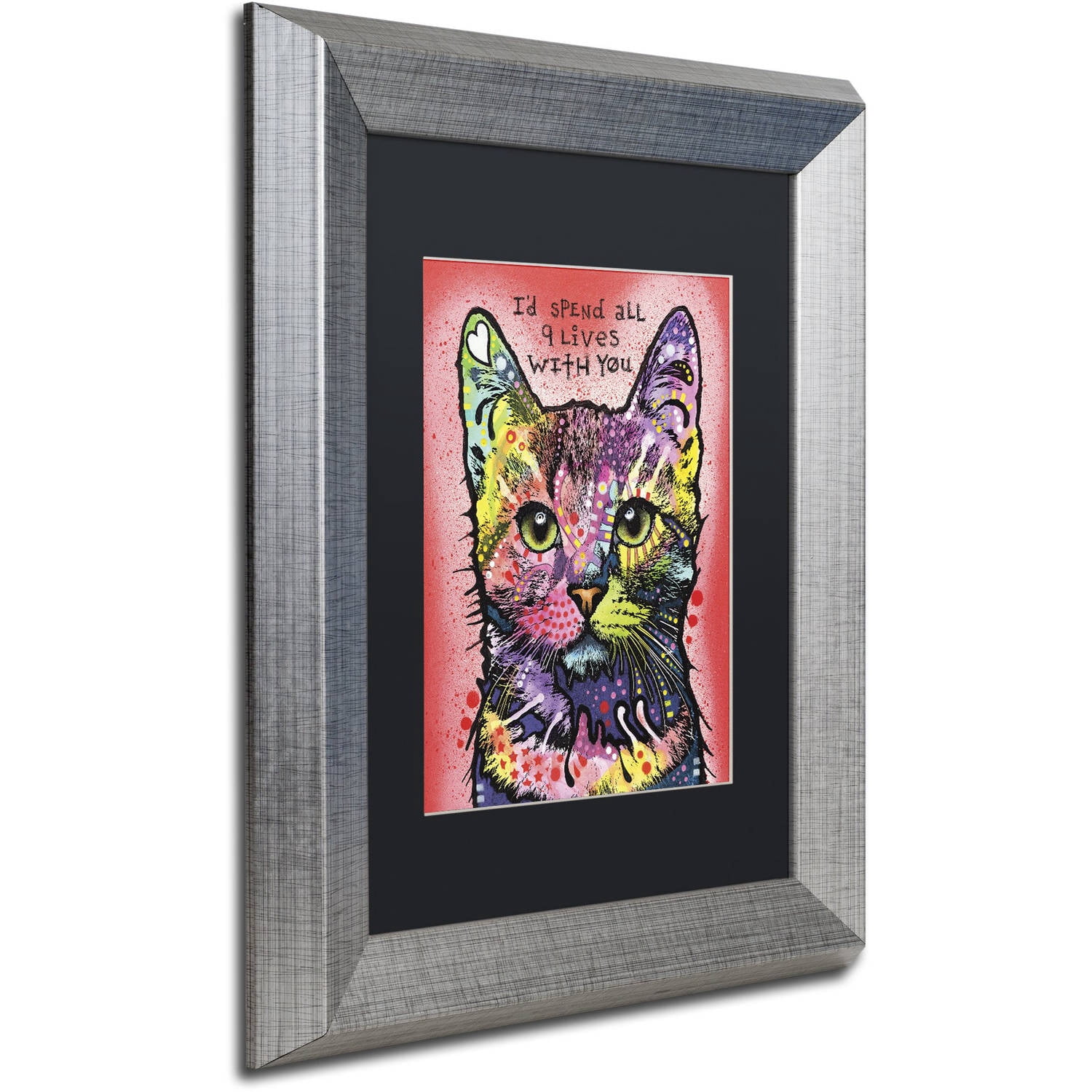 Trademark Fine Art '9 Lives' Canvas Art by Dean Russo, Black Matte, Silver Frame