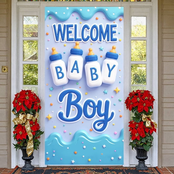 Pink Theme Welcome Baby Banner Cute Design Baby Girl Banner Balloon Decoration Star Pattern Baby Shower Backdrop for Baby Shower Girl Baby Party Newborn Welcome