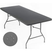 Signature Home Nappe ajustée rectangulaire de 1,8 m Gris - Nappe de table - Housses de table ajustées pour tables de 6 pieds.
