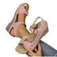 thumbnail image 5 of Viluyesy Women's Wedge Sandals, Adjustable Buckle Soft Sole Open Toe Comfortable Fashion Shoes Pink 5.5, 5 of 8