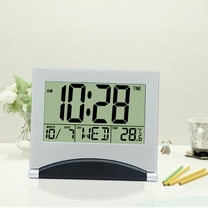Slim Children Student Alarm Clock, LCD Digital Display Travel Clock, Multi-Function Bedside Clock with Temperature, Small Portable Alarm Clock for Bedroom Office, Battery-Powered Alarm Clock