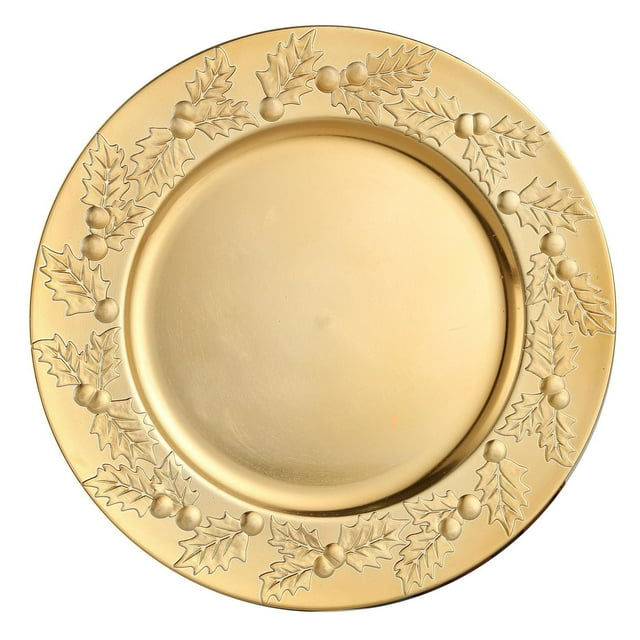 Assiette de présentation 33cm Holiday time de couleur Or -Pack de 4