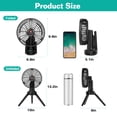 thumbnail image 2 of Moclever Camping Fan with LED Light, 270° Oscillating Rechargeable Tent Fan with Emergency Power Bank for Camping Hiking, Black, 2 of 15
