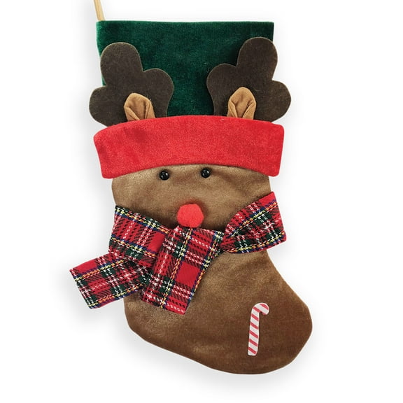 Giftsforyounow Reindeer Plaid Scarf Christmas Stocking