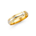 thumbnail image 1 of Solid 14k Gold Round Cubic Zirconia White and Yellow Ring Two Tone 4MM Anniversary Wedding Band Size 7, 1 of 2