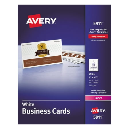 Printable Box Template - Avery Printable Microperf Business Cards, Laser, 2 x 3 1/2, White, Uncoated, 2500/Box