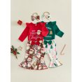 thumbnail image 3 of RUINIXCW Baby Girls Christmas Outfit Long Sleeve Romper Print Pants Headband, 3 of 8