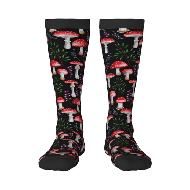 Balery Red Mushrooms Calcetines novedosos Calcetines deportivos Calcetines hasta la rodilla Calcetines de algodón Calcetines originales y geniales