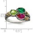 thumbnail image 4 of 14K/Silver Two-Tone Sterling Silver & 14K Three-Stone And Diamond Mother's Ring Semi-Mount (Size 8) Made In Thailand qmr20/3-8, 4 of 5