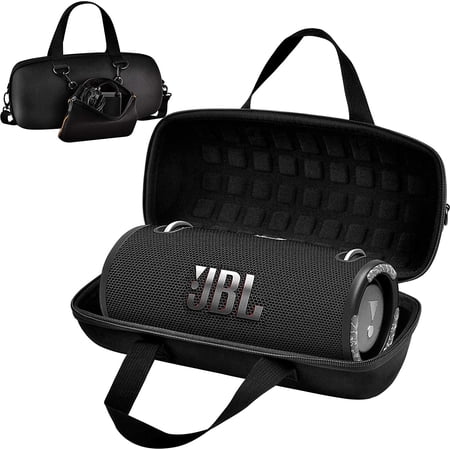 Case for JBL Xtreme 3/ Extreme 2 Portable Waterproof Wireless Bluetooth Speaker, Hard Travel Carrying Storage Holder with Zipper Pocket Bag - Black
