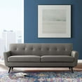 thumbnail image 3 of Modway Engage Top-Grain Leather Living Room Lounge Sofa in Gray, 3 of 9