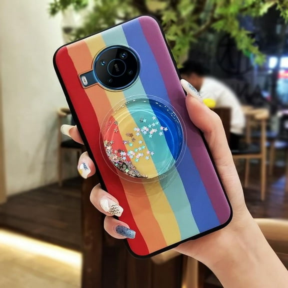 KDY-Phone Case For Nokia X100, Protective Kickstand Durable Dirt-resistant Simplicity Soft Case Fashion Design Rotatable stand Cartoon Skin feel silicone Quicksand Phone Lens Protection