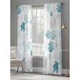 thumbnail image 3 of Nautical Coral Teal Sea Turtle Chiffon Sheer Curtains 96 Inches Long, Summer Ocean Beach Shell 2 Rod Pocket Window Treatment Voile Drapes Curtains for Living Room Bedroom,2 Panels, 52x96In, 3 of 9