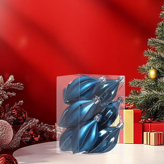 Juego de adornos para árbol de Navidad 12 piezas | Bolas de plástico azules rosas irrompibles coloridas | Decoraciones colgantes | Decoración navideña duradera y ligera de 5.7in | Accesorio de