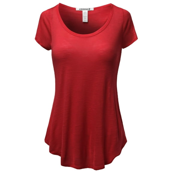 FashionOutfit Women's Basic Solid Short Sleeve Open Sides Tops