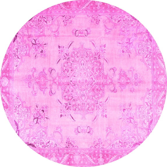 Ahgly Company Indoor Round Persian Pink Traditional Area Rugs, 7' Round