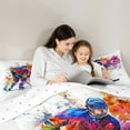 thumbnail image 4 of Manfei Kids Hockey Game 7 Pieces Bedding Comforter Set,Ball Sport Theme Full Bedding Set,Colorful Splatter Ink Fitted Sheet Flat Sheet For Kids Boy,Microfiber Bedroom Decor Reversible, 4 of 8