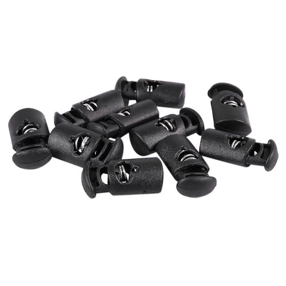 Diameter 8 Mm Hole, Cord Cord Stopper Laces Snap Hook, Black, 10 Pcs