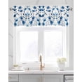 thumbnail image 2 of Blue Floral Spring Kitchen Valances for Windows Farmhouse Linen Window Valance Curtain for Living Room Window Treatment Vintage Botanical Blossom Flower Valance Rod Pocket Topper Drape, 42 x 12 Inch, 2 of 6