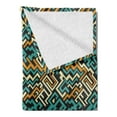 thumbnail image 2 of Geometric Soft Flannel Fleece Throw Blanket, Abstract Modern Future Inspiration Line Art Surreal Design, Cozy Plush for Indoor and Outdoor Use, 60" x 80", Pale Yellow Turquoise, by Ambesonne, 2 of 5