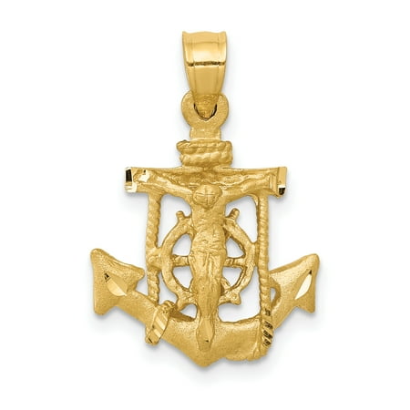 14kt Yellow Gold Nautical Anchor Ship Wheel Mariners Cross Religious Pendant Charm Necklace Mariner Fine Jewelry Ideal Gifts For Women Gift Set From Heart