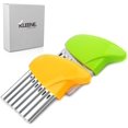 thumbnail image 1 of Stainless Steel Crinkle Cutter for Vegetables, Wavy Chopper Knife, 2 Pieces (Orange & Green), 1 of 8