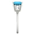 thumbnail image 3 of Clara Pucci 14K White Gold 3ct Turquoise Three-Stone Ring for Women, 3 of 7