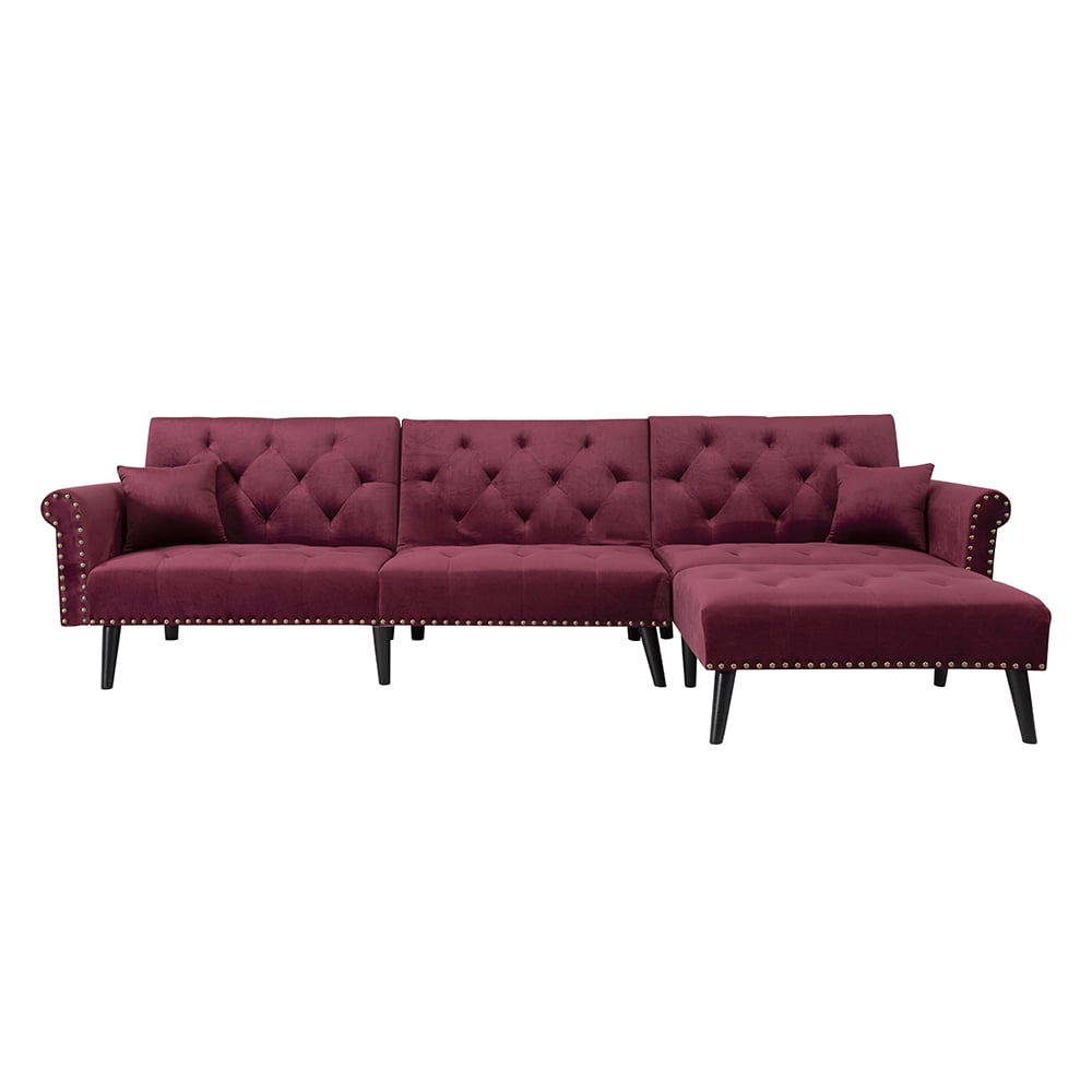 CJC Convertible Sofa Bed, Sleeper Modern Living Room Velvet Sofa Bed