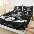 thumbnail image 3 of Homewish Bohemian Skeleton Skull Queen Sheet Sets, Hippie Western Yoga Flat Sheet, Astrology Planet Galaxy Queen Fitted Sheet, Super Cozy Room Decor, 4pcs, 3 of 7