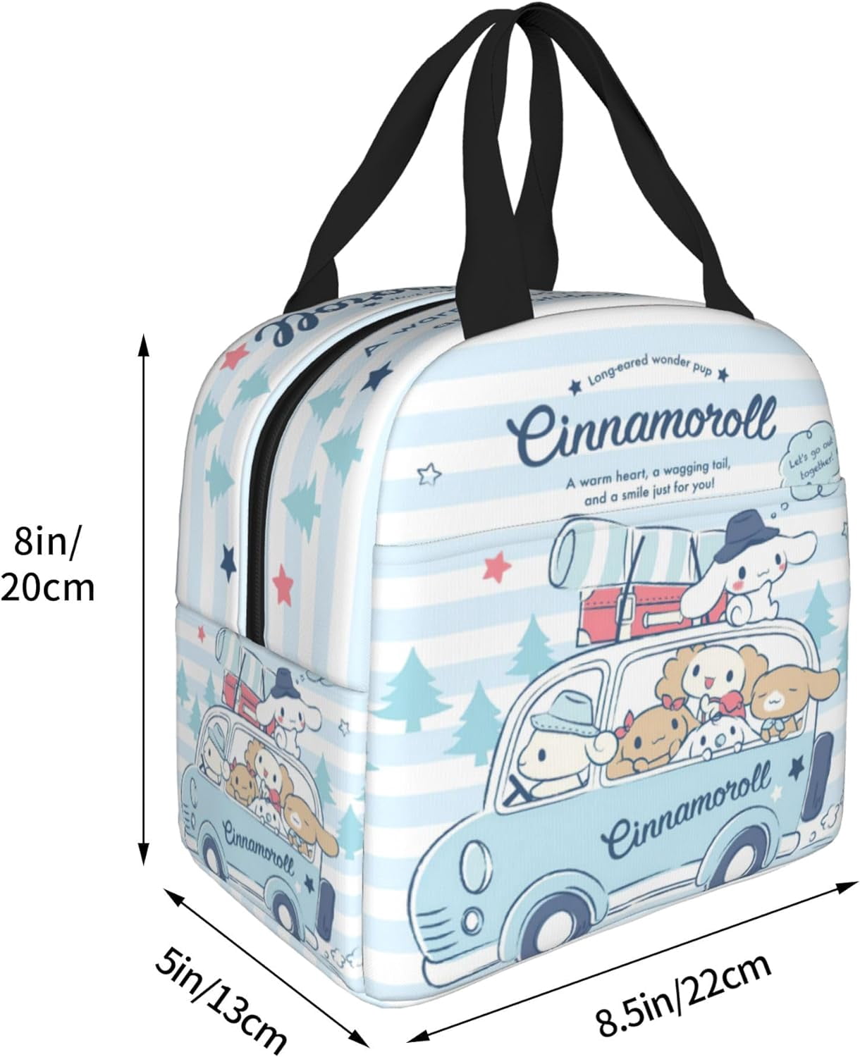 Cinnamoroll Cute Lunch Bag Reusable Insulated Bento Lunch Box 8.6x8x5 in Durable Lunch Bag for Office Work Hiking Travel Gift