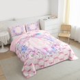 thumbnail image 3 of Homewish Ribbon Initial B Letter Full Size Comforter Sets, Pink Flower Butterfly Bedding Comforter Set, Fairy Tale Princess Reversible Bedding Sets, Luxury Bedroom Decor, 3-Piece, 3 of 8
