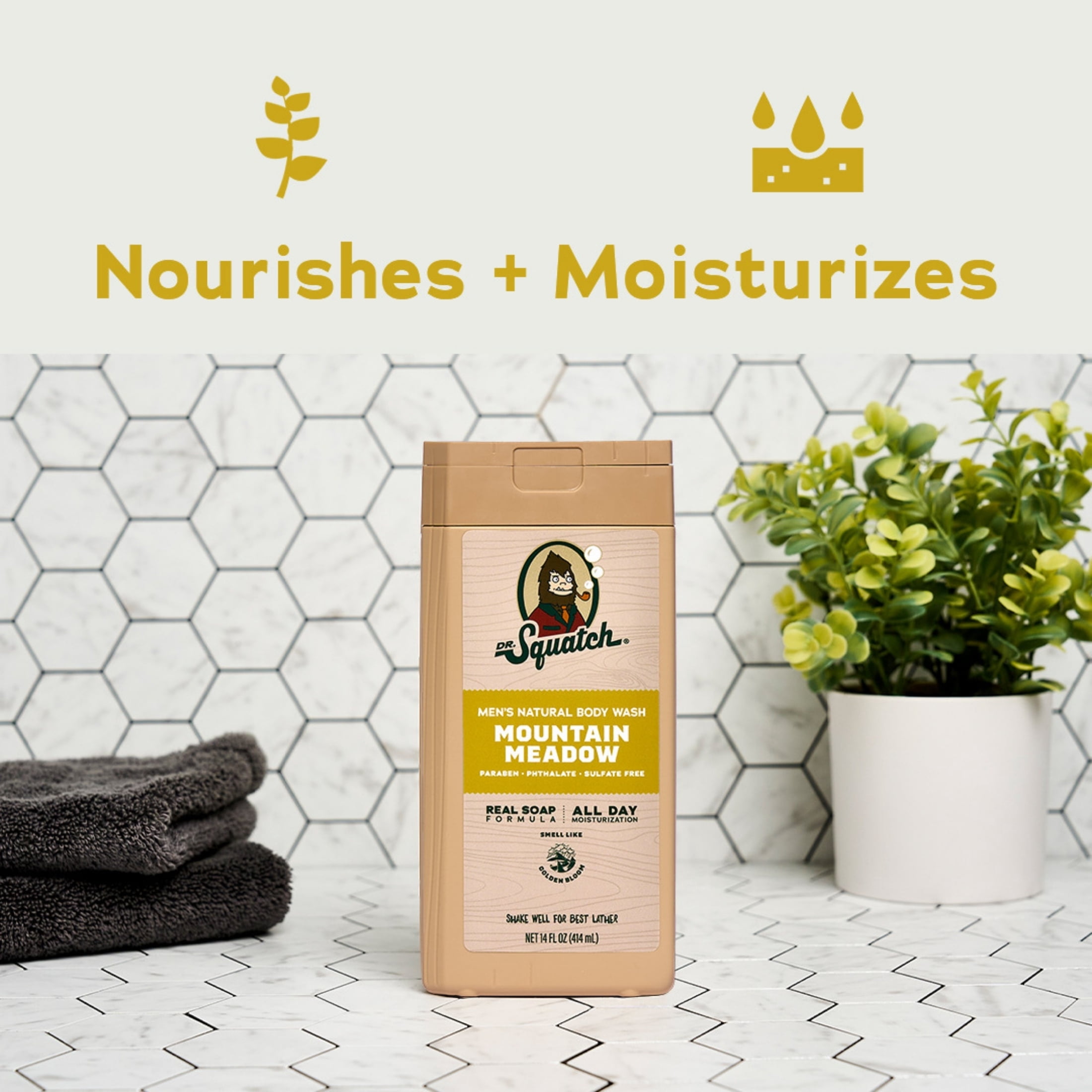 (2 pack) Dr. Squatch Mens Natural Body Wash, Sulfate Free Moisturizing Body Wash for men, Mountain Meadow, 14 fl Oz