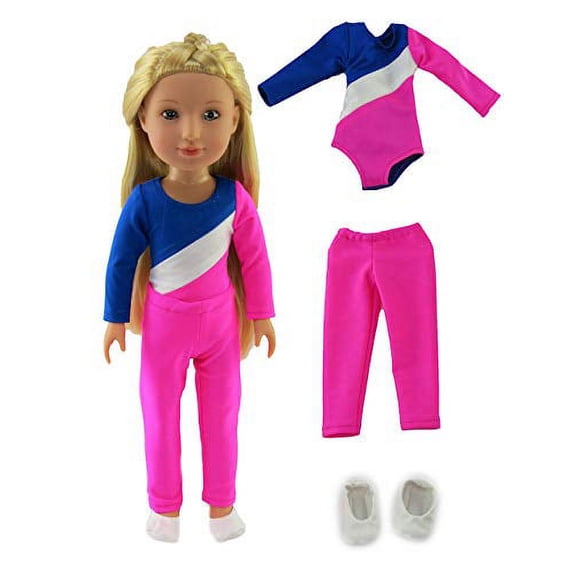 American Fashion World Pink Gymnastics 3 Piece Outfit Made for 14 inch Dolls