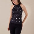 thumbnail image 1 of Las mujeres de la moda sin mangas camisa lunares impresión chaleco Top verano Casual Tank Top Slim Fit blusa Sexy chalecopangjing, 1 of 4