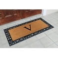 thumbnail image 7 of A1 Home Collections Rubber and Coir Paisley Border Heavy Duty Non-Slip Durable Double Door Monogrammed V Doormat 30"X60", Black, 7 of 7