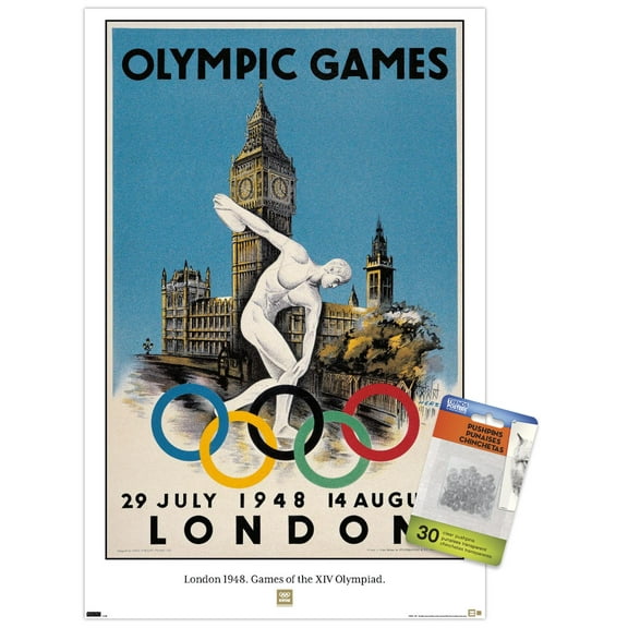 Team USA - London 1948. Games of the XIV Olympiad. Wall Poster with Push Pins, 14.725" x 22.375"