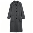 thumbnail image 5 of Plus Size Women's Casual Elegant Solid Color Double Sided Coat Long Sleeve Winter Outerwear Dressy Jacket Soft Cozy Warm Work Office | CSEONE,Gray 2XL, 5 of 8