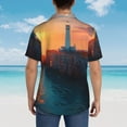 thumbnail image 4 of Fuzoiu Lighthouse At Sunset Coast Print Hawaiian Shirt for Men, Summer Beach Casual Short Sleeve Button Down Shirts, Men’s Beach Summer Shirts with Pocket,Medium, 4 of 7