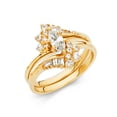 thumbnail image 1 of 14k Yellow Gold Marquise CZ Engagement Ring & Wedding Band Bridal Rings Set Cluster Side Stones, Size 5.5, 1 of 1