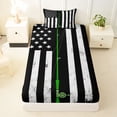 thumbnail image 3 of jejeloiu American Flag Fishing Twin Sheets,Rustic Farmhouse Hunting Bedding For Boys,Black White,3 Pieces,1 Fitted Sheet and 1 Pillowcase, 3 of 6