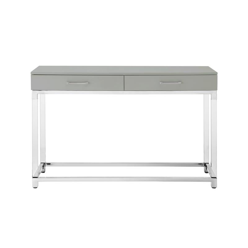 Posh Briar 2 Drawer Metal Console Table, Stainless Steel Console Table With Drawers