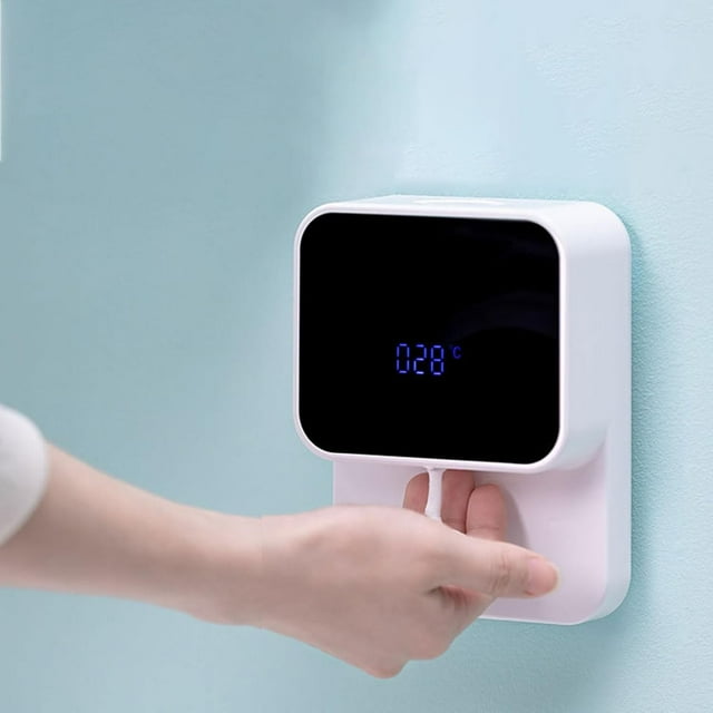 Automatic Soap Dispenser, Wall-Mounted Automatic Soap Dispenser 280 ML, Digital Temperature Display, Type-C Charging