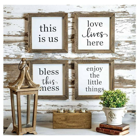 Farmhouse Set of 4 Rustic Wood Farmhouse Signs