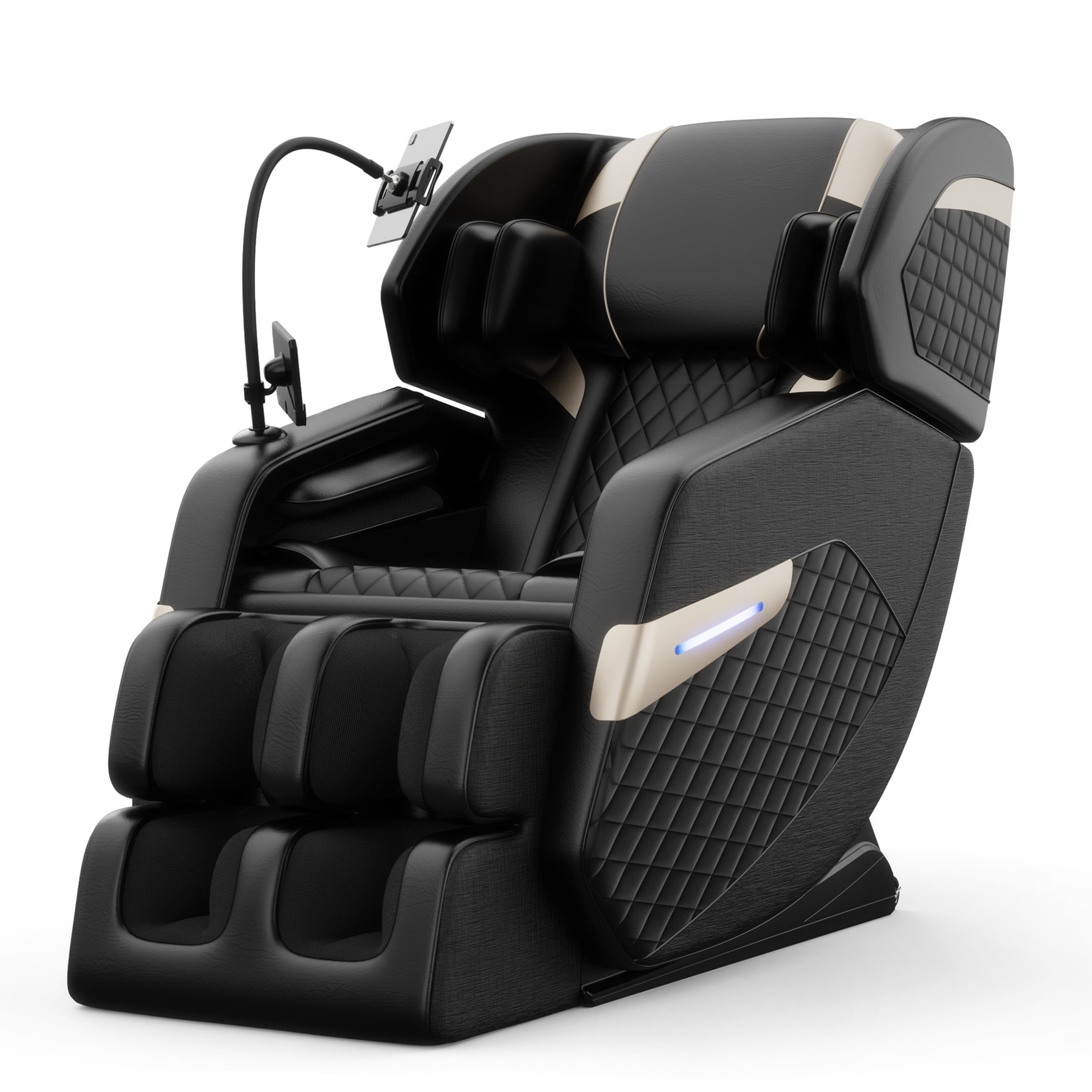 Noble House Vystan PU Leather Zero Gravity Power Reclining Massage Chair with Heating and Full-Body Air Pressure, Black